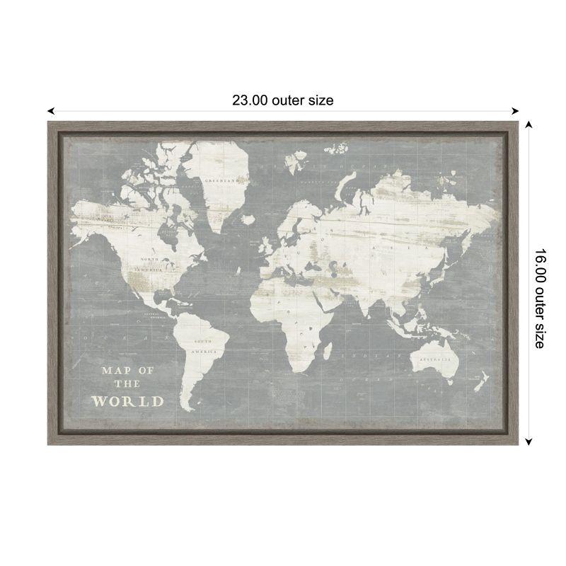 Amanti Art Slate World Map by Sue Schlabach Canvas Wall Art Print Framed 23-in. x 16-in.