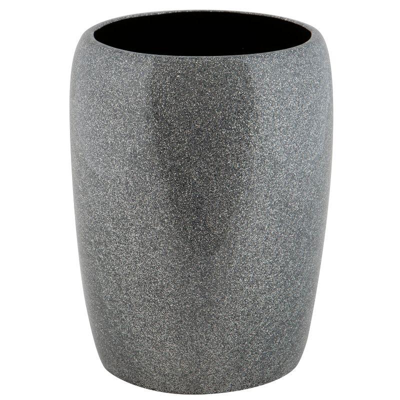 Gray Glitter Polyresin Circular Waste Bin