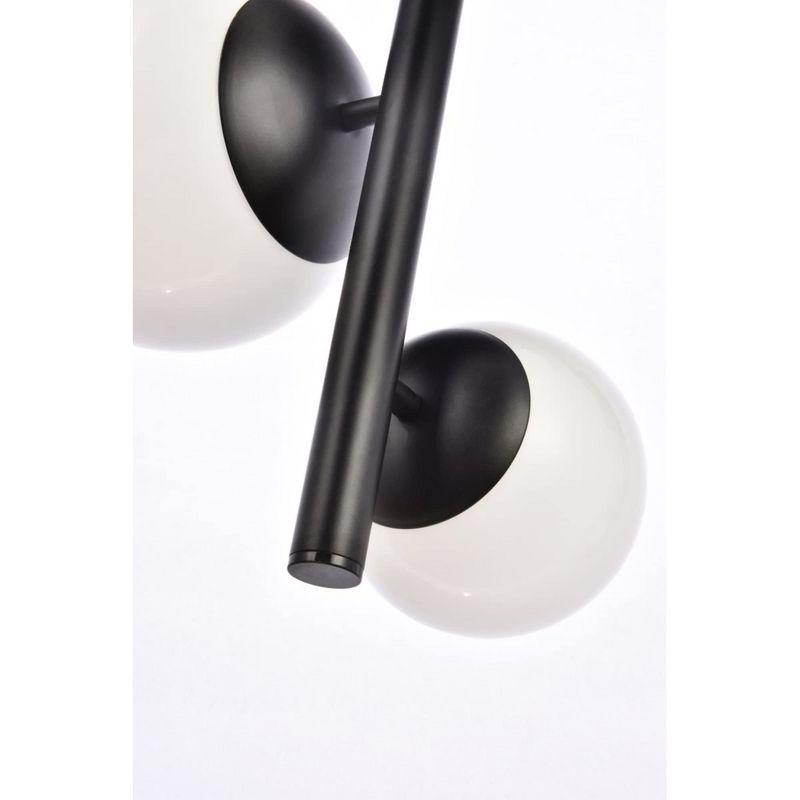 Elegant Lighting Wells 18 inch pendant in black with white shade