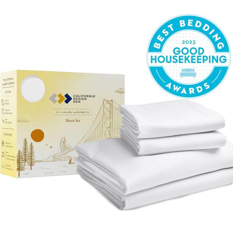 White 400 Thread Count Cotton Sateen Queen Sheet Set