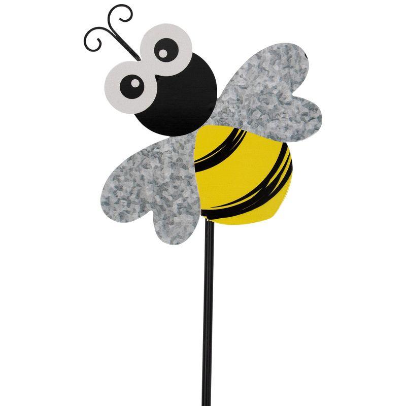 Northlight Bee Metal Outdoor Garden Stake - 23" - Black and Yellow