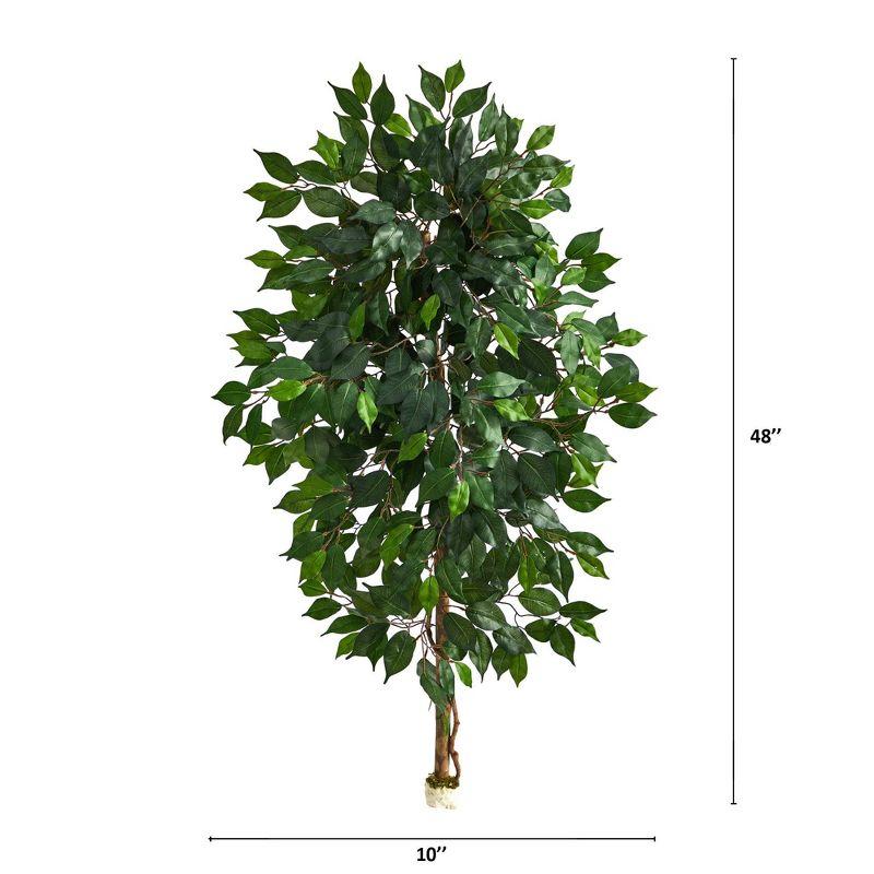 Elegant Lifelike Ficus Potted Tree in Variegated Green, 4ft