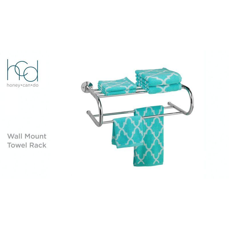 Honey-Can-Do Wall Mount Towel Rack Chrome : Microfiber, Machine Washable, Non-Slip Backing
