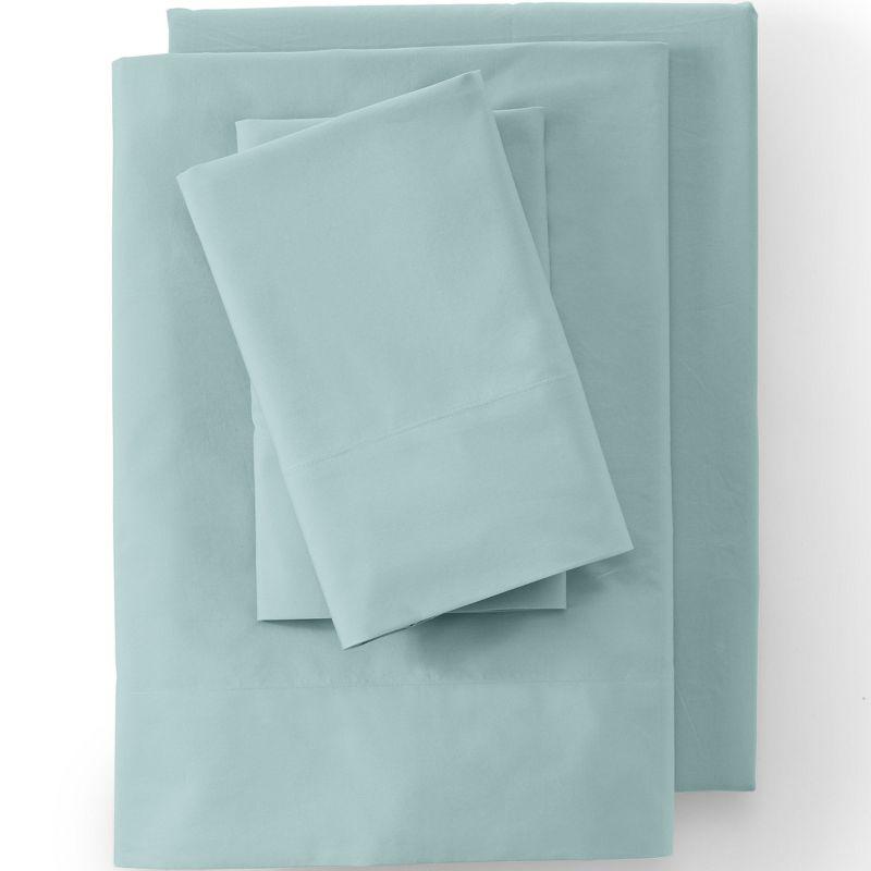 Queen Light Aqua Organic Cotton Percale Sheet Set