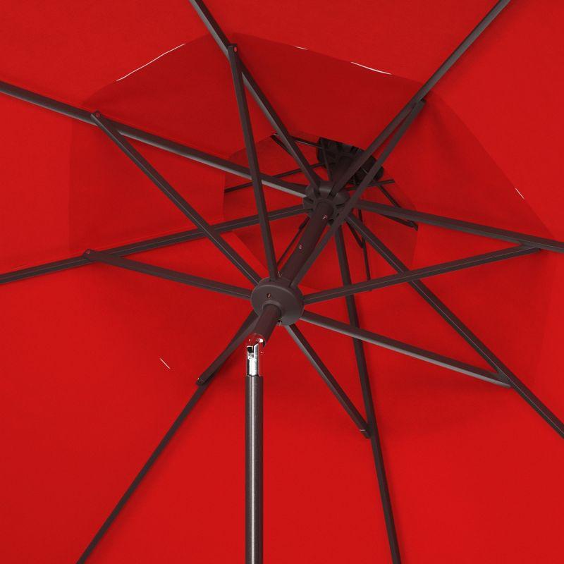 Milan Fringe 9Ft Double Top Crank Umbrella - PAT8208 - Red - Safavieh