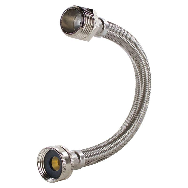 Certified Appliance Accessories® Braided Stainless Steel Water-Inlet Hose, 3/4 In. FGH x 3/4 In. MGH, 1 Ft. in Silver