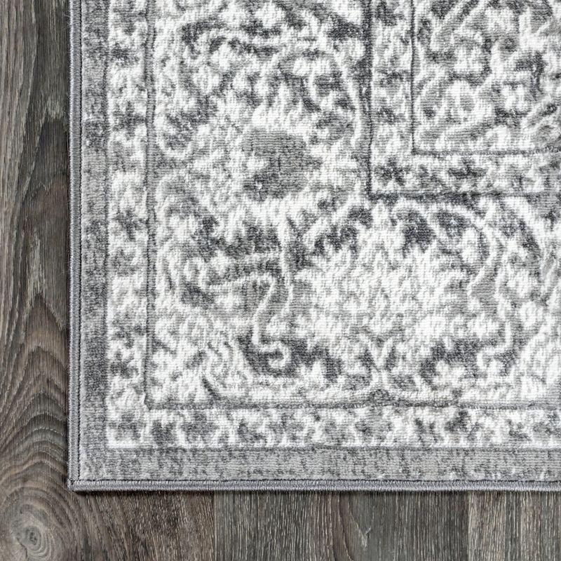 8'x10' Modern Persian Vintage Medallion Area Rug, Light Grey - JONATHAN Y