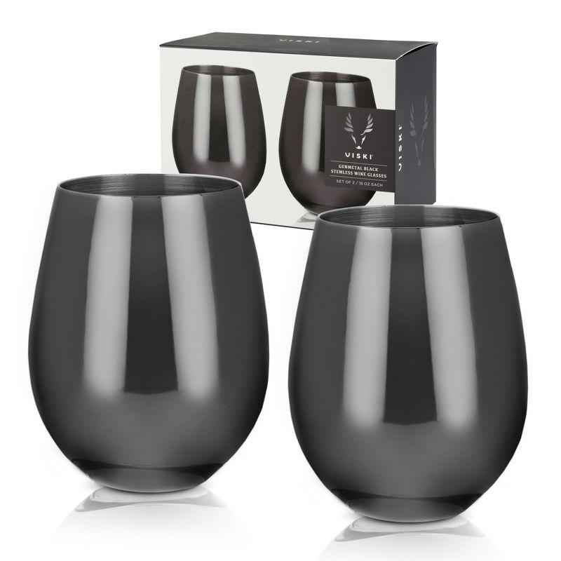 Warren Stainless Steel Stemless Wine Glasses in Gunmetal