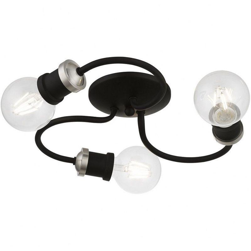 Livex Lighting Bromley 3 - Light Flush Mount in  Black/Brushed Nickel