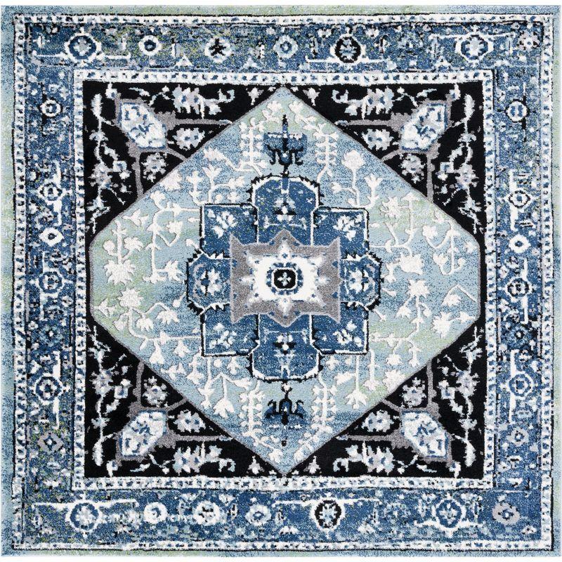 Vintage Hamadan VTH259 Power Loomed Area Rug - Blue/Light Green - 6'7"x6'7" - Safavieh.