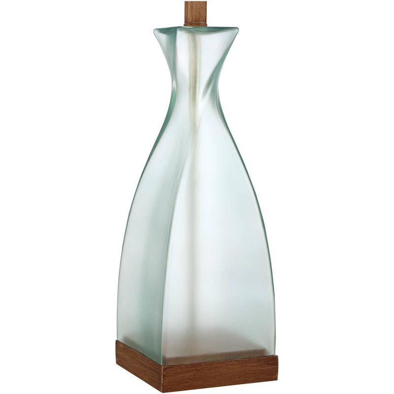 360 Lighting Ryan 28 1/2" Tall Modern Coastal End Table Lamps Set of 2 Ocean Blue Glass Off-White Shade Living Room Bedroom Bedside Nightstand House