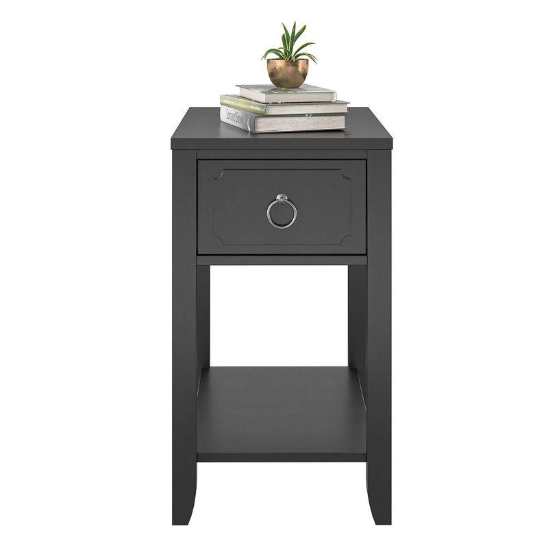 Majesty Black Narrow Side Table with Sophisticated Storage