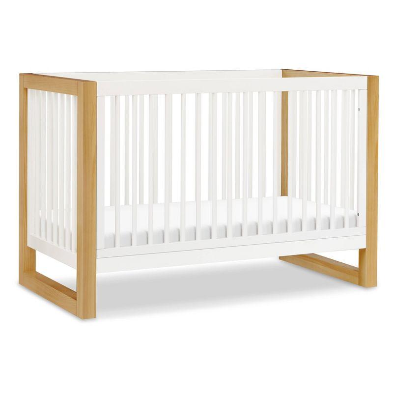 Nantucket White and Honey 3-in-1 Convertible Crib with Toddler Bed Kit