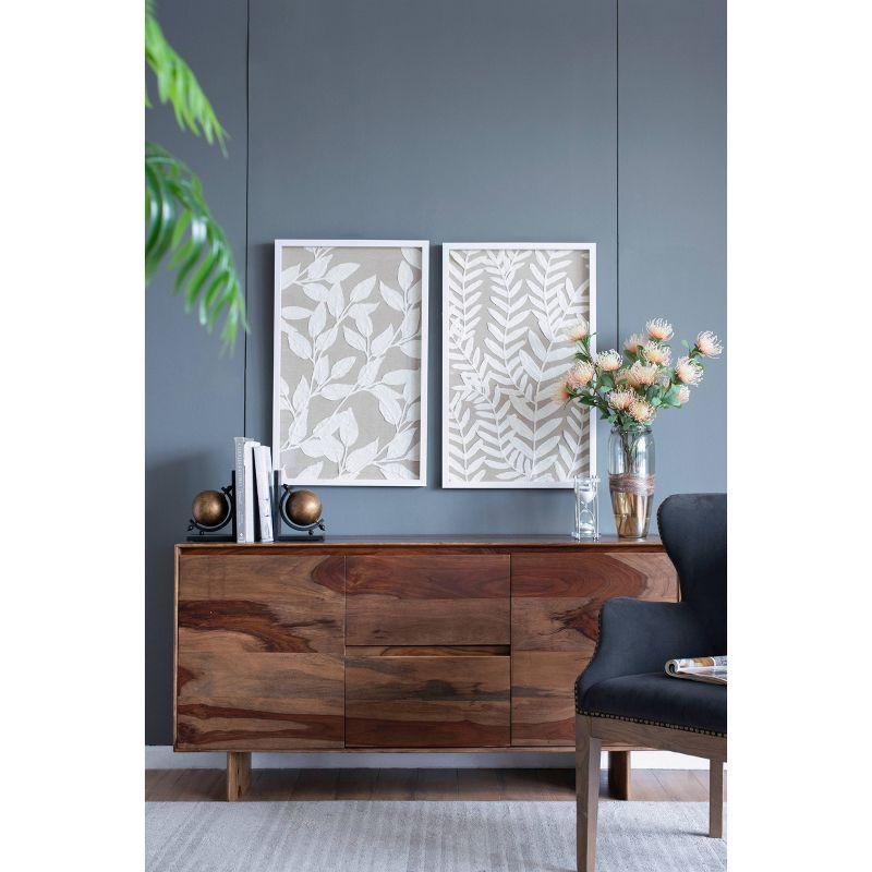 Set of 2 Estella Paper Shadow Box Wall Decors White - A&B Home: Transitional Style, Botanical Art, MDF Frame