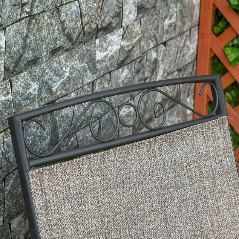 Outsunny Outdoor Glider Chairs with Coffee Table, Patio 2-Seat Rocking Chair Swing with Breathable Sling for Backyard, Garden and Porch, Brown