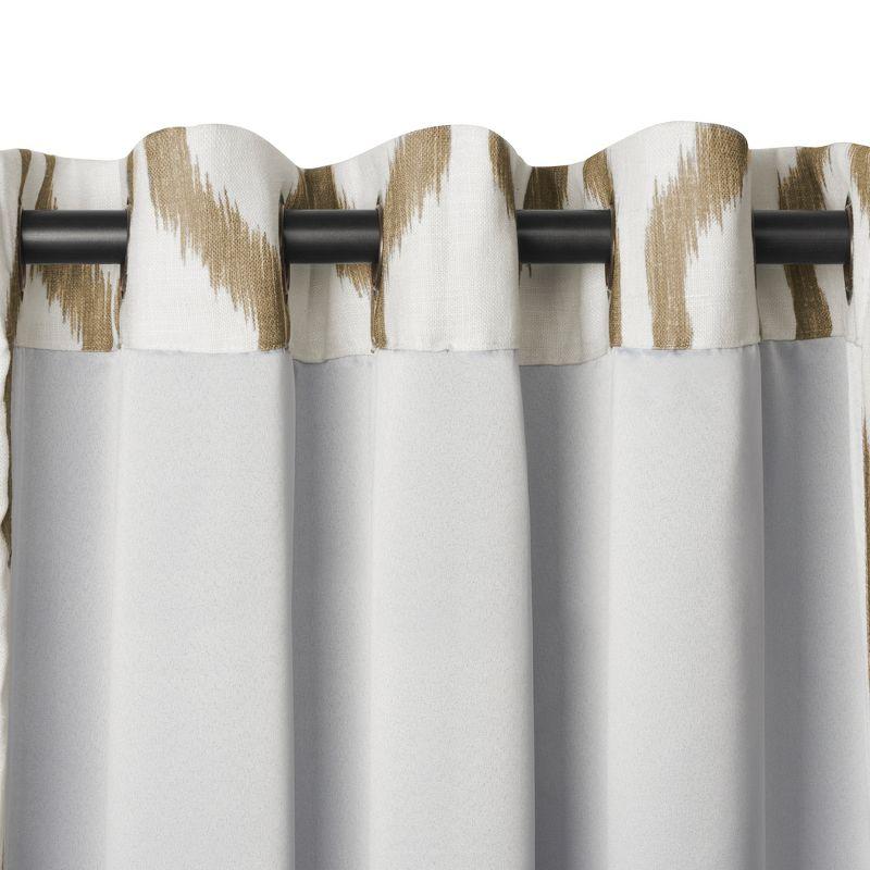 Renzo Ikat Geometric Linen Room Darkening Single Window Curtain Panel - 52" x 84" - Natural - Elrene Home Fashions
