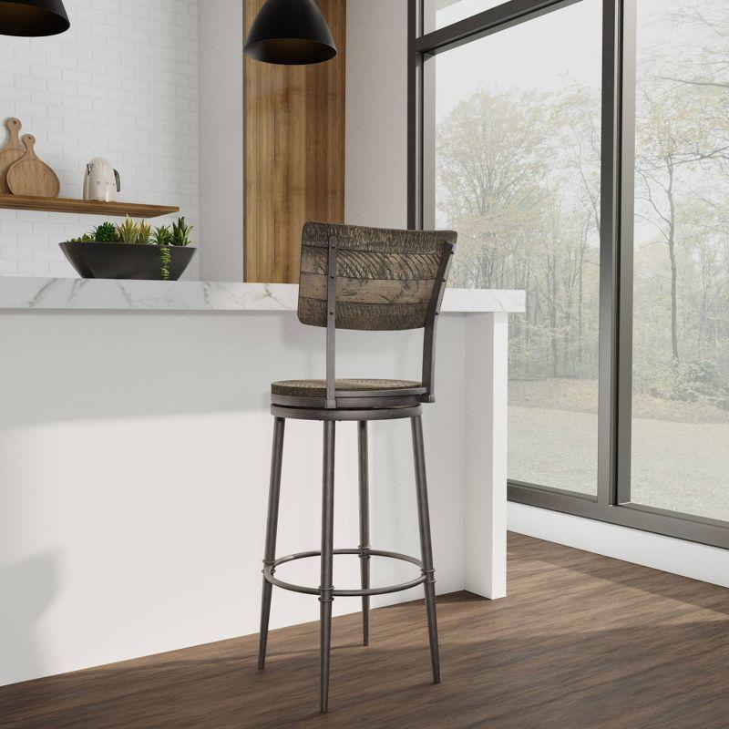 Rustic Farmhouse 26'' Gray Wood and Metal Swivel Barstool