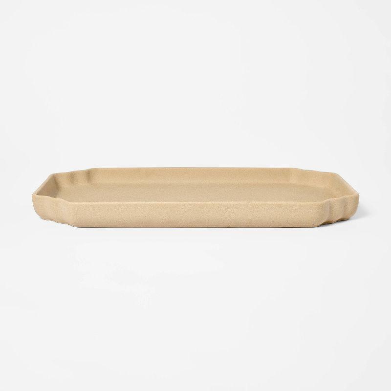 Sandy Glaze Oblong Ceramic Tray with Raised Edges