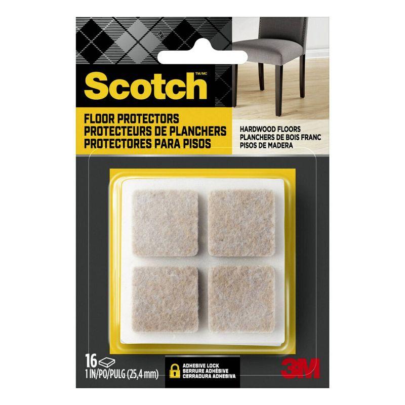 Scotch Beige 1-Inch Square Felt Floor Protectors