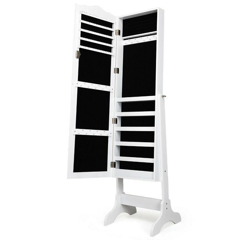Costway Mirrored Jewelry Cabinet Organizer Storage Box White