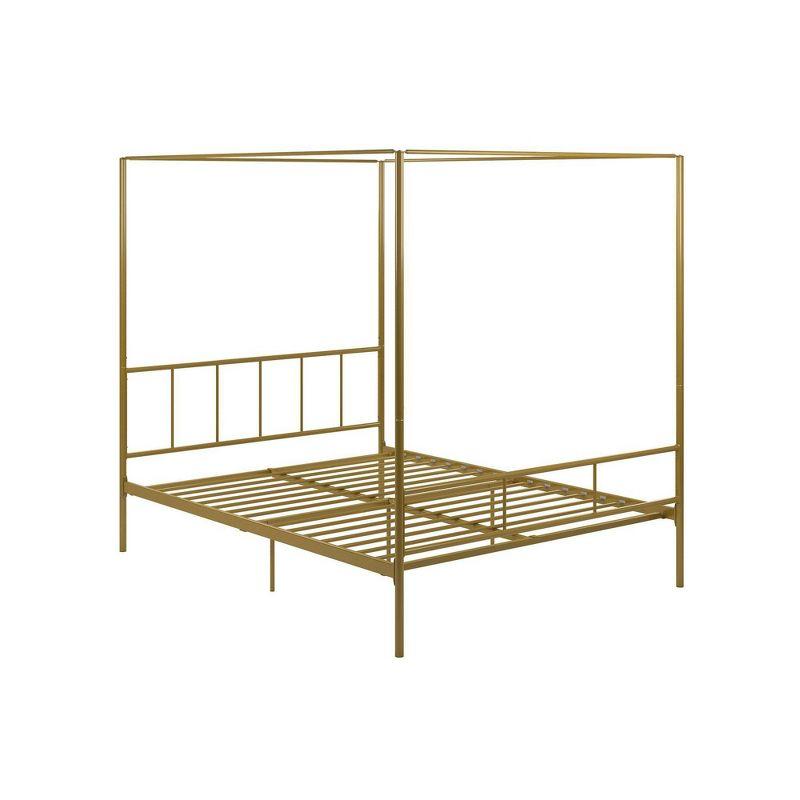 Elegant Gold Queen Metal Canopy Bed with Sophisticated Headboard