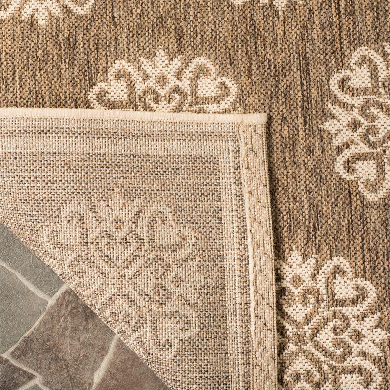 Beige and Cream Rectangular Stain-Resistant Synthetic Area Rug