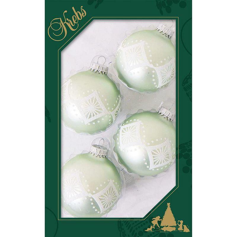 Glass Christmas Tree Ornaments - 67mm/2.625" [4 Pieces] Decorated Balls from Christmas by Krebs Seamless Hanging Holiday Decor