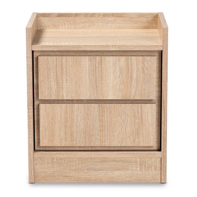 2 Drawers Hale Wood Nightstand Oak - Baxton Studio
