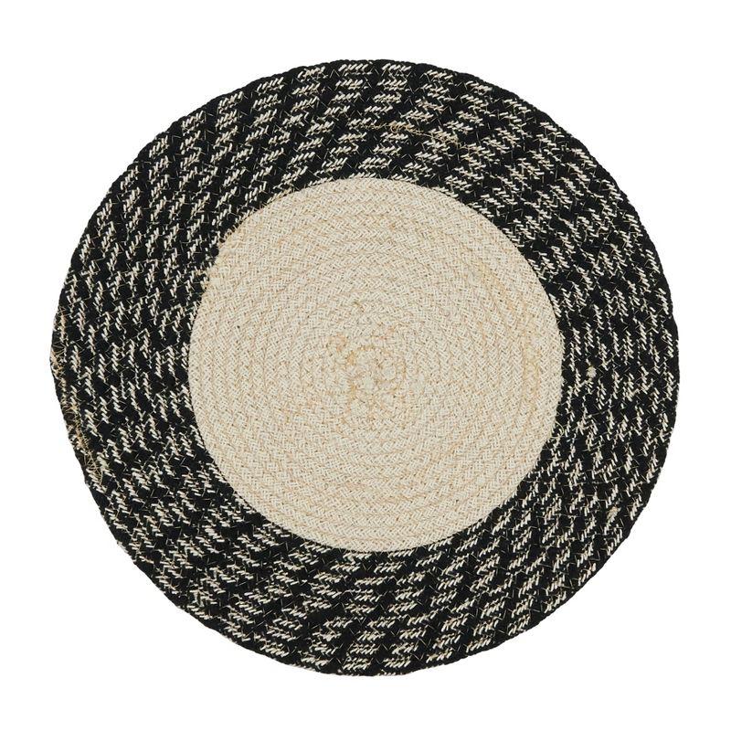 Hand Braided Round Cotton Placemats Set of 4, Black