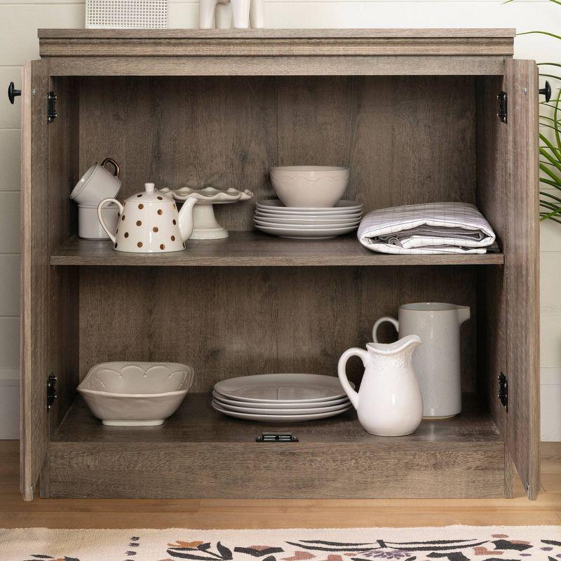 2 Door Morgan Storage Cabinet Weathered Oak - South Shore: Laminated, Adjustable Shelves