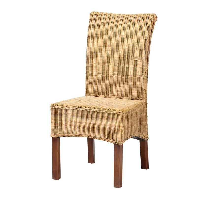 Shamara Natural Rattan and Mahogany Wood Dining Chair Walnut Brown - bali & pari