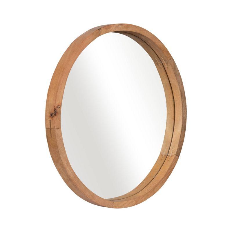 SAGEBROOK HOME 24" Round Mirror Brown: Acacia Wood Frame, Contemporary Wall Decor, UL Listed