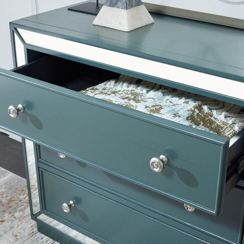 Steel Teal 3-Drawer Chest with Mirror Finish