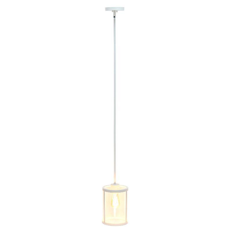 1-Light 9.25" Modern Farmhouse Adjustable Hanging Cylindrical Clear Glass Pendant Fixture with Metal Accent - Lalia Home