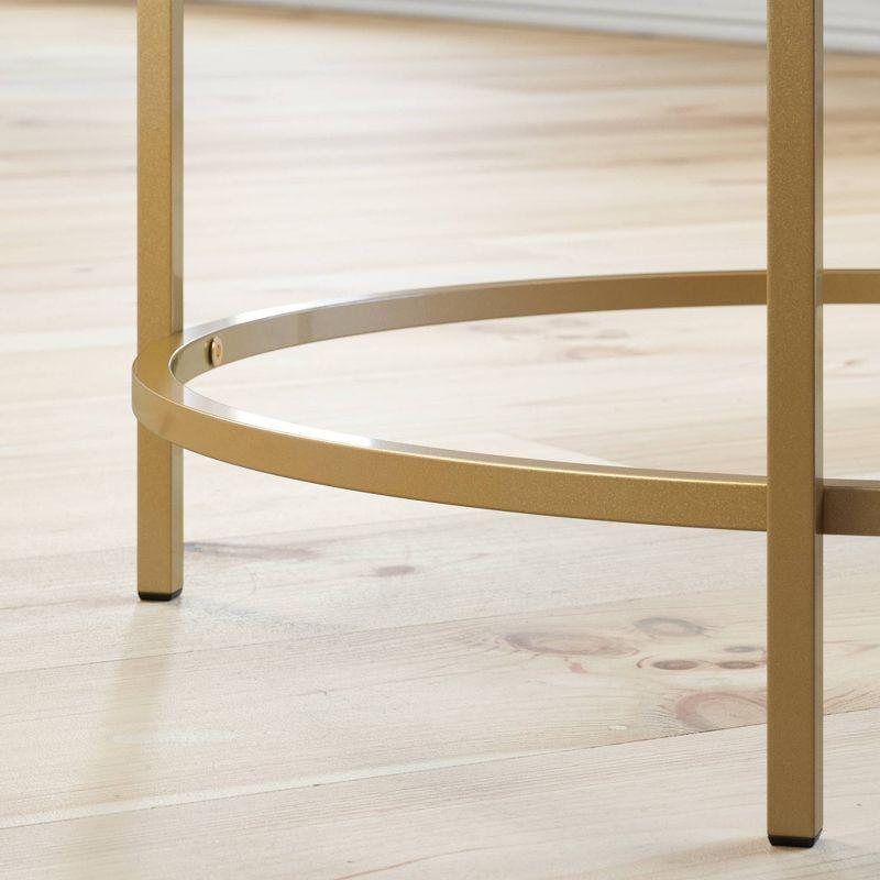 International Lux Side Round Table Sindoori Mango - Sauder: Modern, Gold Frame, Wood Laminate