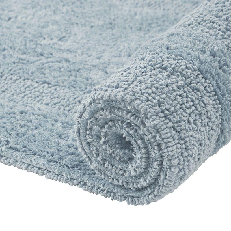 Better Trends Lux 100% Cotton Tufted Solid Reversible Bath Rug Set 3 PC (17" x 24" | 21" x 34" | 24" x 40") - Blue