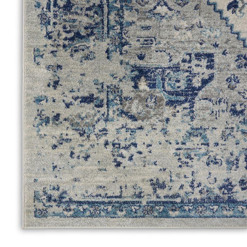 Ivory and Light Blue Rectangular Synthetic Easy Care Rug 8'10" x 11'10"