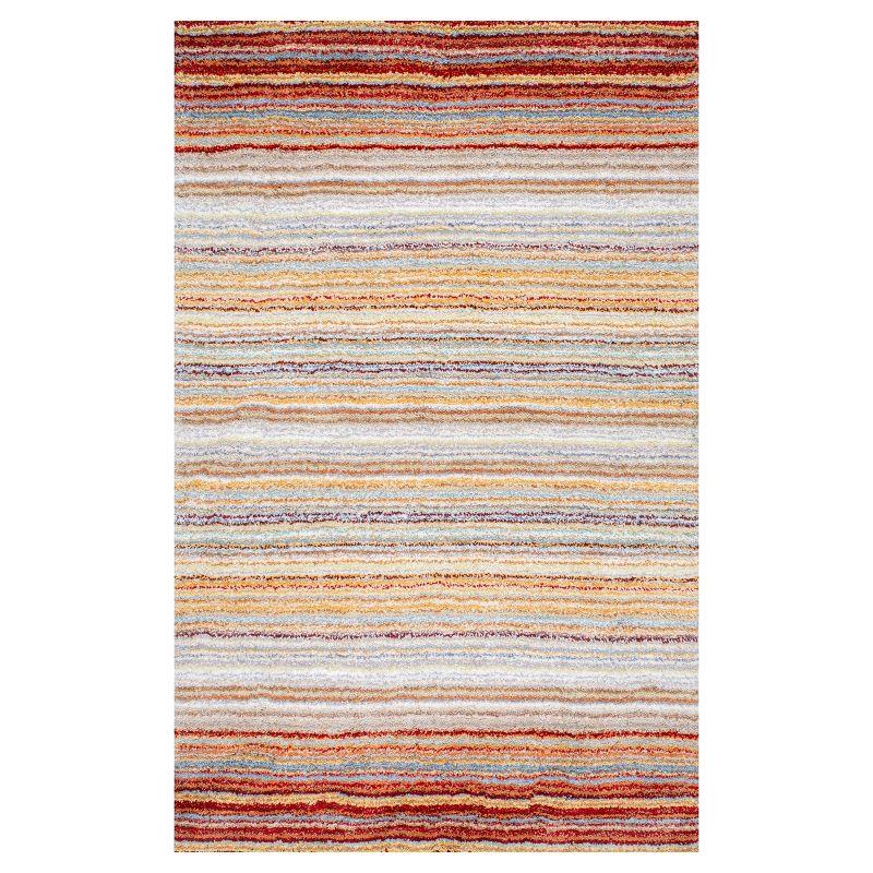 8'x10' Drey Ombre Shag Area Rug Red - nuLOOM: Modern High Pile Tufted Indoor Rectangle, Polyester, Multi-Stripe Design