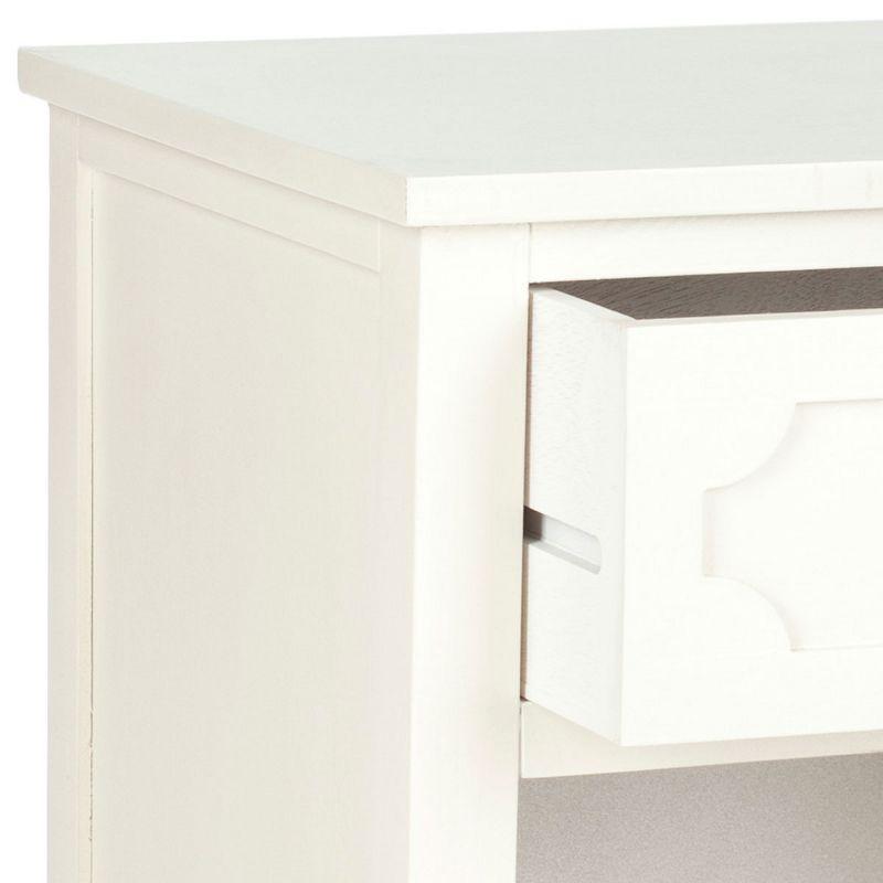 Transitional White Pine and Metal Storage Side Table