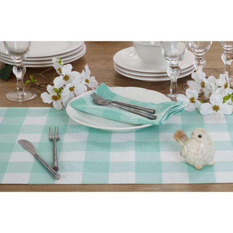 Saro Lifestyle Cotton And Poly Blend Table Runner With Plaid Design, Green, 16" x 72"