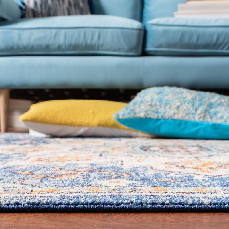 Metro-Mod Chic Blue Synthetic Hand-Knotted Area Rug