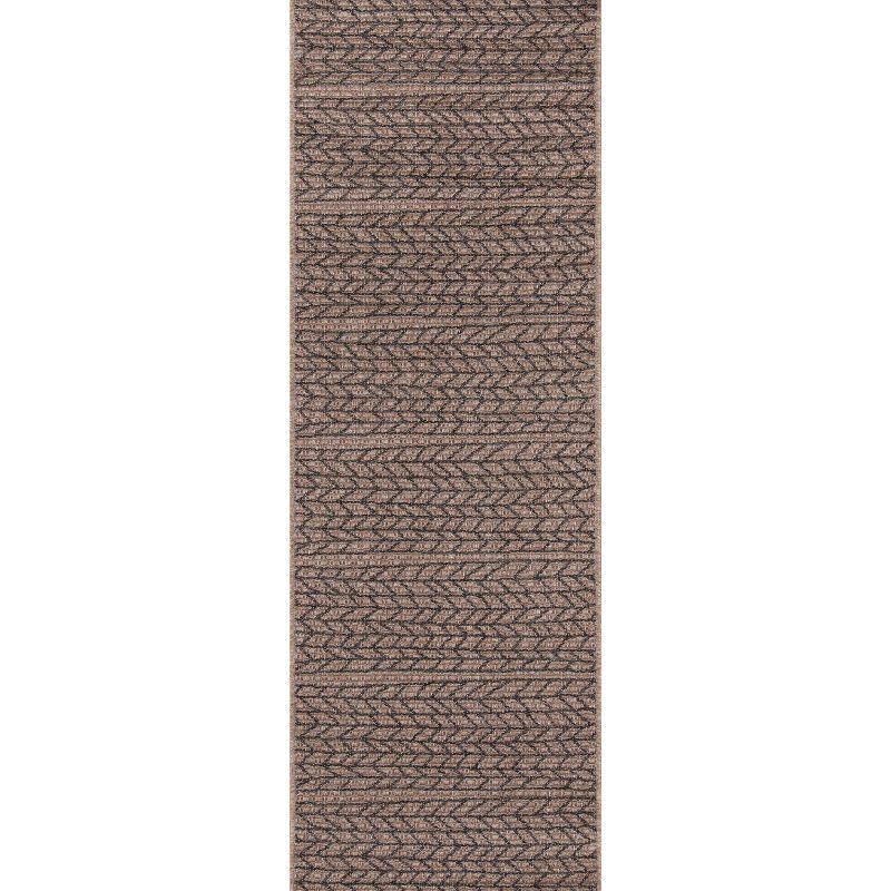 2'x6' Runner Como Ace Rug Tan - Momeni: Modern Geometric Indoor/Outdoor Medium Pile, All-Weather Design