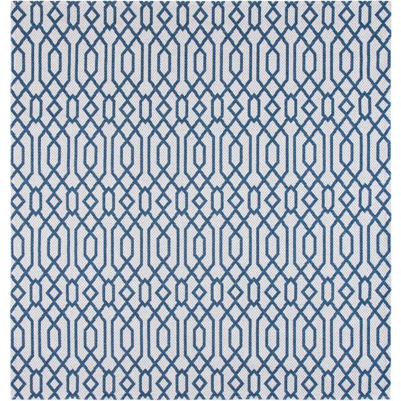 Casablanca Square Blue & Light Grey Geometric Flatweave Rug