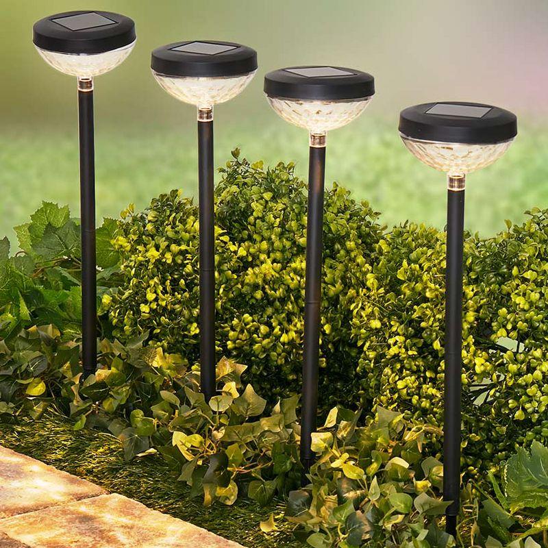 Set of 4 Black Solar LED Pathway Lights