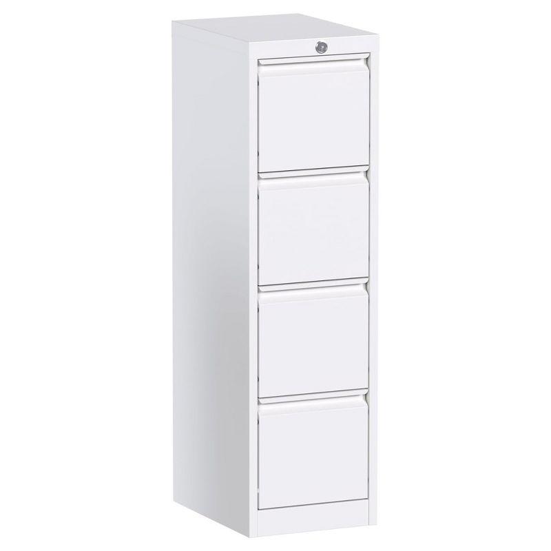 White 4-Drawer Vertical Metal File Cabinet with Lock