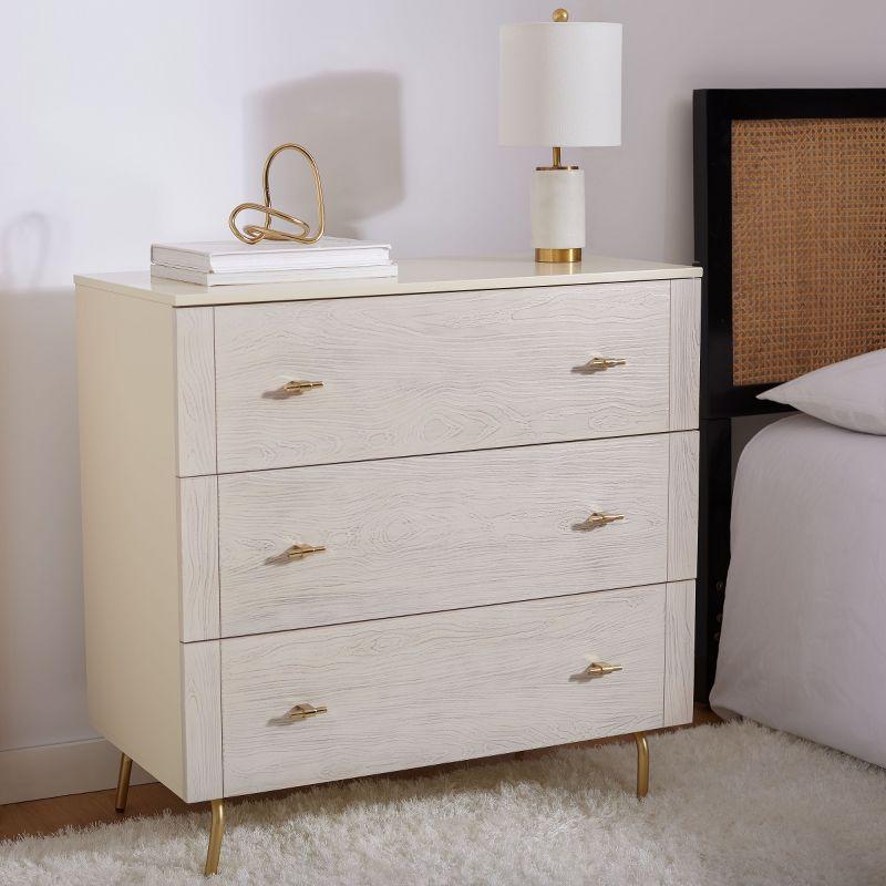 Genevieve 3 Drawer Dresser - DRS5000 - Cream/White Washed - Safavieh
