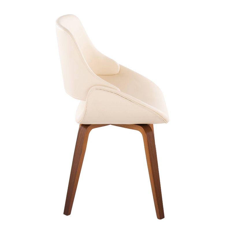 LumiSource Set of 2 Fabrico Dining Chairs Walnut/Cream : Mid-Century Modern, Upholstered, Wood Frame