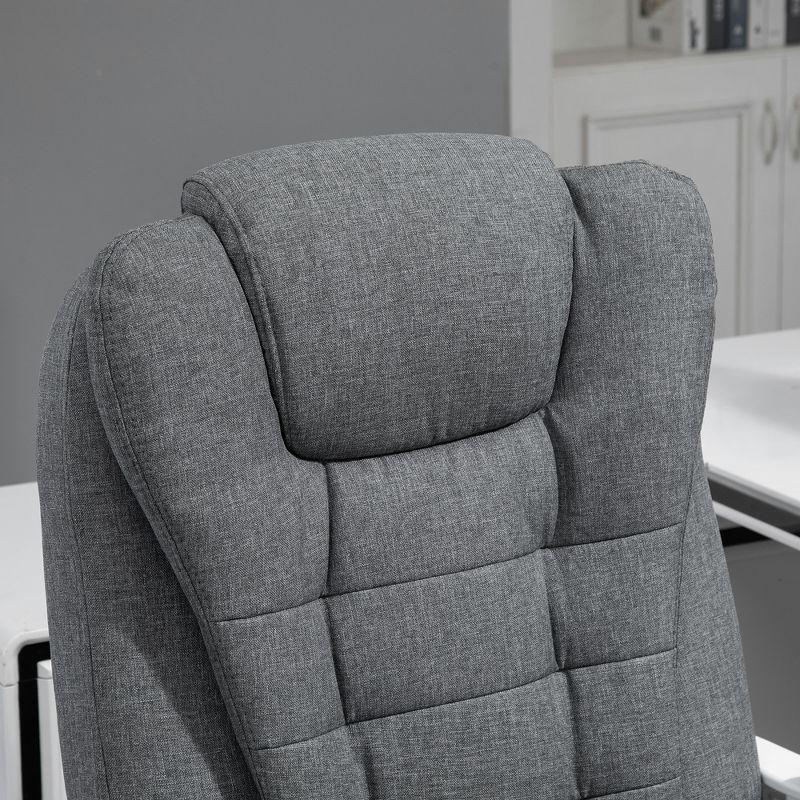 Vinsetto High-Back Executive Office Chair with Footrest, Linen-Fabric Computer Chair with Padded Armrests, Gray