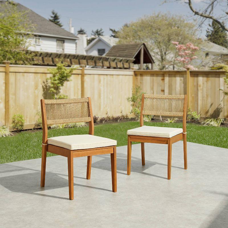 Alaterre Furniture 2pc Barton Outdoor Weather Resistant Stackable Dining Chairs with Cushions