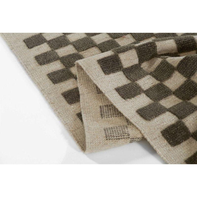 Momeni 5'x8' Willow Check Handwoven Area Rug Charcoal Gray: Wool, Low Pile, Classic Pattern, Indoor Use